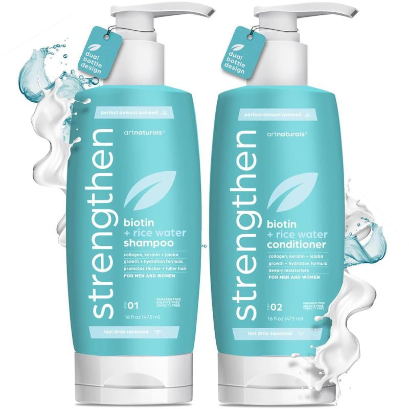 Artnaturals Scalp Detox & Grow Set - Rice Water Shampoo + Conditioner, Rosemary + Castor Hair Oil W/ Scalp Scrubber, Rosemary + Castor Scalp Treatment with Hyaluronic Acid