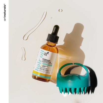 Artnaturals Organic Rosemary Castor Oil Hair Growth Kit with Comfort Scalp Brush