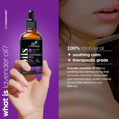 Artnaturals 100% Pure Lavender Essential Oil - (4 Fl Oz / 120Ml) - Premium Undiluted Therapeutic Grade Natural from Bulgaria - Aromatherapy for Diffuser, Skin and Hair Growth