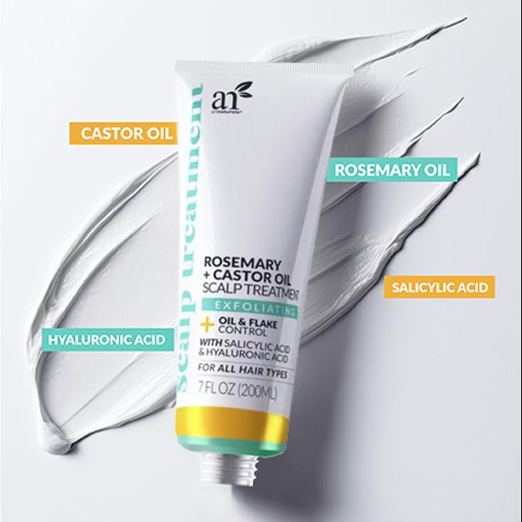 Artnaturals Scalp Detox & Grow Set - Rice Water Shampoo + Conditioner, Rosemary + Castor Hair Oil W/ Scalp Scrubber, Rosemary + Castor Scalp Treatment with Hyaluronic Acid