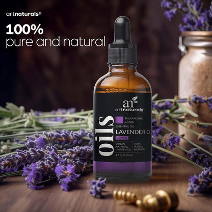 Artnaturals 100% Pure Lavender Essential Oil - (4 Fl Oz / 120Ml) - Premium Undiluted Therapeutic Grade Natural from Bulgaria - Aromatherapy for Diffuser, Skin and Hair Growth