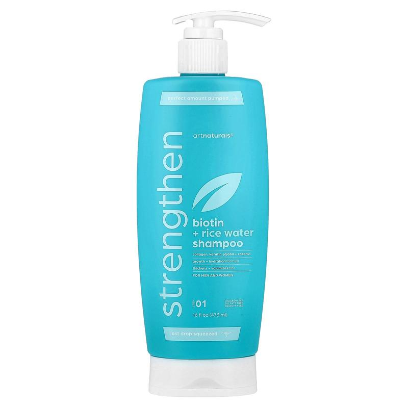 Artnaturals Biotin + Rice Water Strengthen Shampoo, for Men and Women, Step 01, 16 Fl Oz (473 Ml)